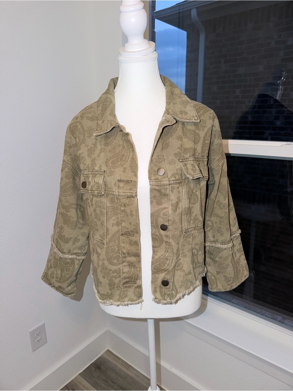 Kids Olive Paisley Denim Jacket